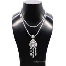 Arabic Style 925 Sterling Silver with Rhodium Plating Long Necklace Fashion Jewelry